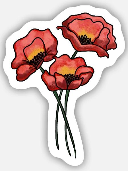 Mohnblumen - Sticker Größe S (10 x 10 cm) - Mattweiß