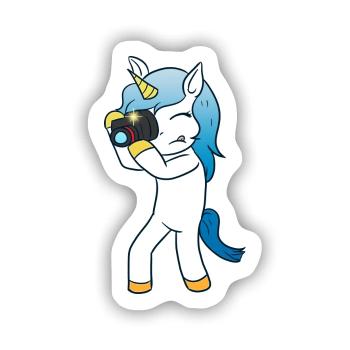 Foto Einhorn Fotografin - Sticker Größe S (10 x 10 cm) - Mattweiß - Vorne