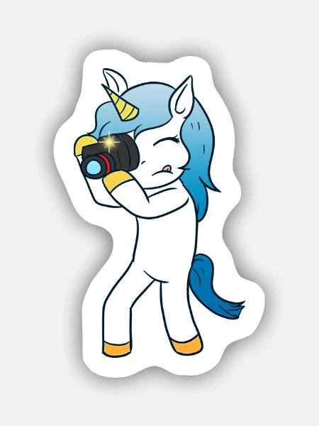 Foto Einhorn Fotografin - Sticker Größe S (10 x 10 cm) - Mattweiß