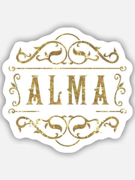 Alma gold - Sticker Größe S (10 x 10 cm) - Mattweiß