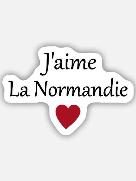 J'aime la Normandie - Sticker taille S (10 x 10 cm) - blanc mat