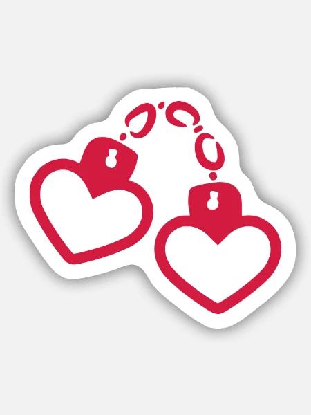 Handschelle Herz - Sticker Größe S (10 x 10 cm) - Mattweiß