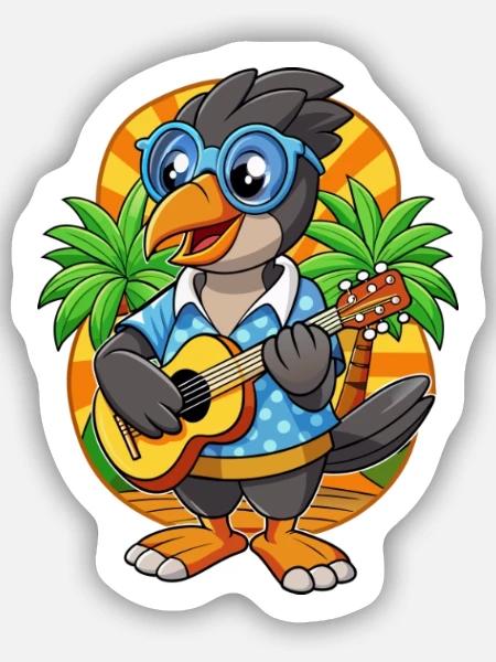 Lustige Elster Cartoon Sommer Strand Sonnenbrille - Sticker Größe S (10 x 10 cm) - Mattweiß