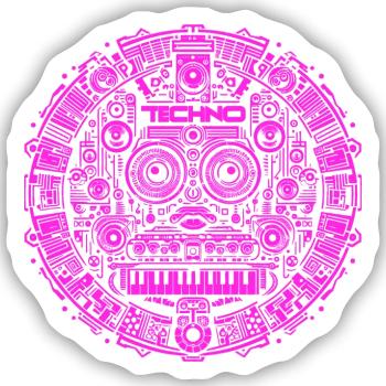 Techno Music Logo - Sticker Größe S (10 x 10 cm) - Mattweiß - Vorne