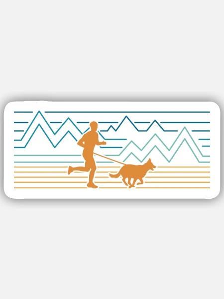 Canicross Läufer Geländelauf mit Hund - Sticker Größe S (10 x 10 cm) - Mattweiß