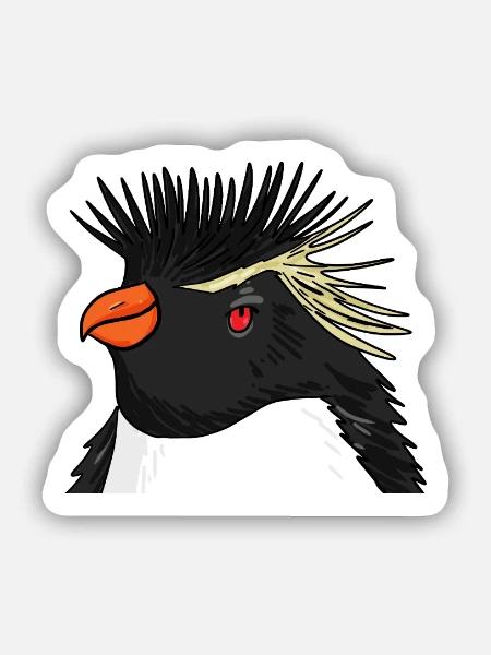 Pingouin aux cheveux pingouin sauteur - Sticker taille S (10 x 10 cm) - blanc mat
