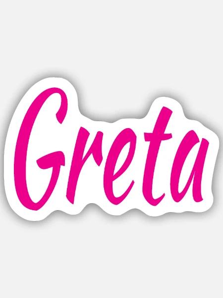 Greta Script Pink - Sticker Größe S (10 x 10 cm) - Mattweiß