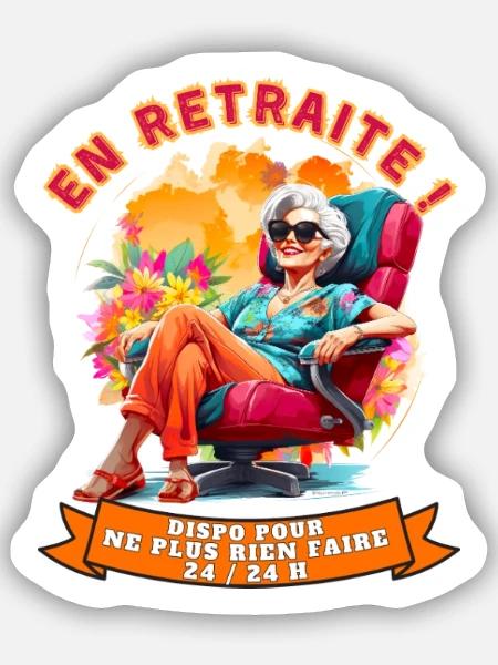 Retraitée libre et coloré - Sticker taille S (10 x 10 cm) - blanc mat