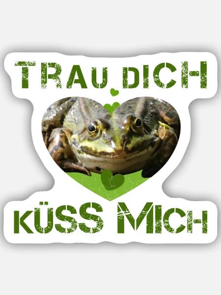 küss mich Frosch verzaubert - Sticker Größe S (10 x 10 cm) - Mattweiß