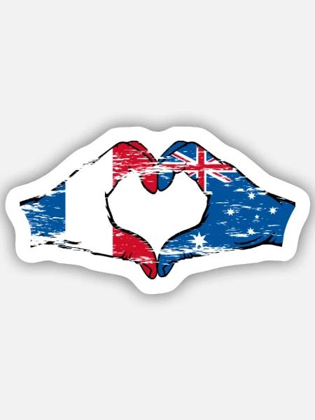 Frankreich Australien Flagge Herzform used - Sticker Größe S (10 x 10 cm) - Mattweiß