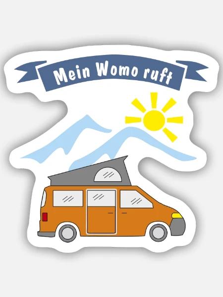 womo ruft campingbus - Sticker Größe S (10 x 10 cm) - Mattweiß