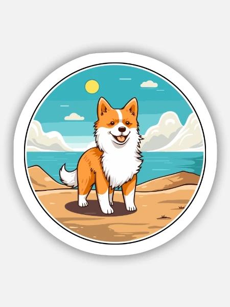 Isländischer Schäferhund Hund Rasse Cartoon Kawaii Hund - Sticker Größe S (10 x 10 cm) - Mattweiß
