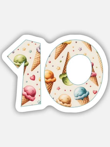 IJS NUMMER 10 JAAR IJS 10E VERJAARDAG - Sticker maat S (10 x 10 cm) - mat wit