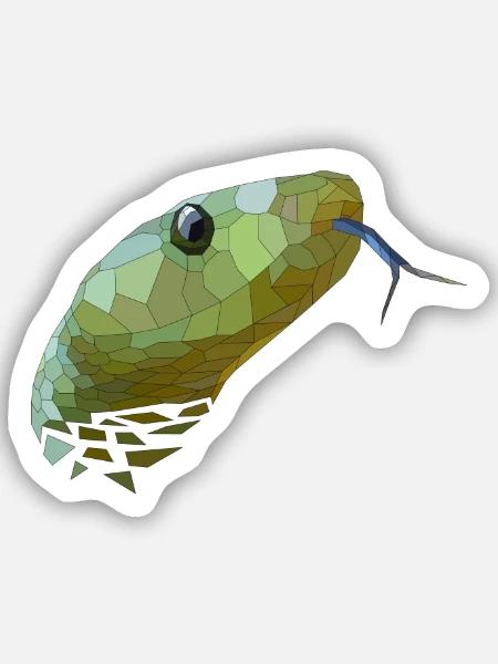 Schlange geometrisch Low Poly - Sticker Größe S (10 x 10 cm) - Mattweiß