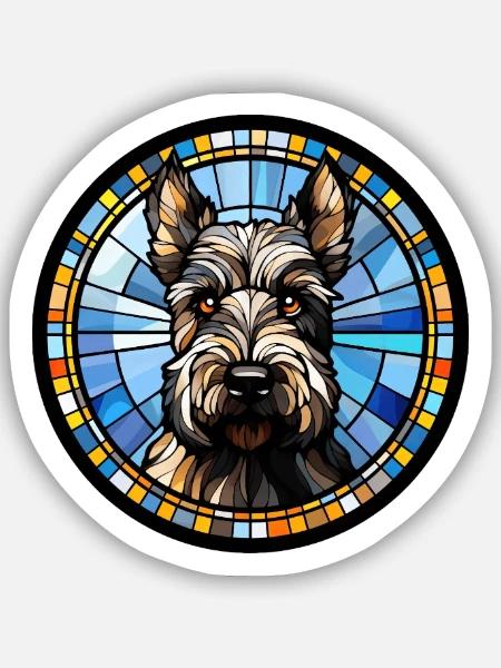 Schottischer Terrier Hunderasse Aquarellglas - Sticker Größe S (10 x 10 cm) - Mattweiß