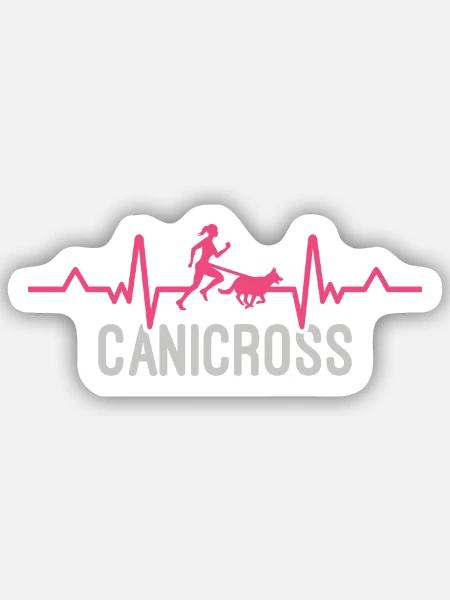 Canicross Geländelauf Canicross Läuferin Hund - Sticker Größe S (10 x 10 cm) - Mattweiß