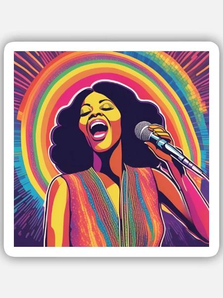 Motown-Sängerin - Sticker Größe S (10 x 10 cm) - Mattweiß