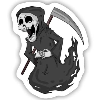 Grim Reaper laughs funny - Sticker size S (10 x 10 cm) - white matte - Front
