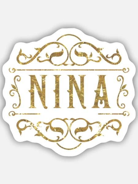 Nina gold - Sticker Größe S (10 x 10 cm) - Mattweiß