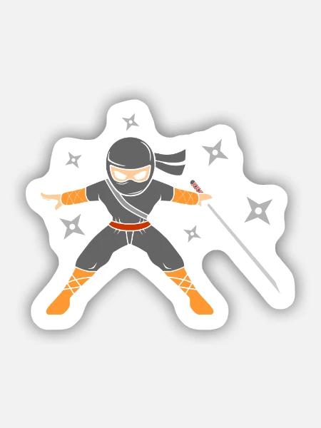 Ninja - Sticker Größe S (10 x 10 cm) - Mattweiß