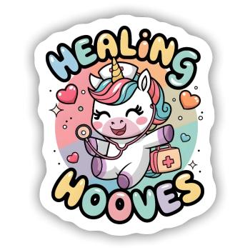 Heilende Hufe - Sticker Größe S (10 x 10 cm) - Mattweiß - Vorne