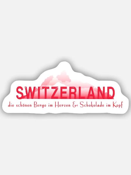Schweiz Berge Schokolade - Sticker Größe S (10 x 10 cm) - Mattweiß