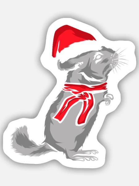 Verschmuste Chinchilla Weihnachtszeit - Sticker Größe S (10 x 10 cm) - Mattweiß