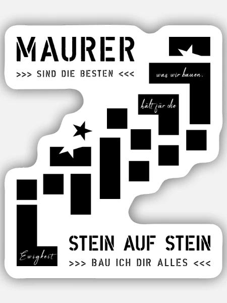 Maurer Hochbau Steinmetz - Sticker Größe S (10 x 10 cm) - Mattweiß