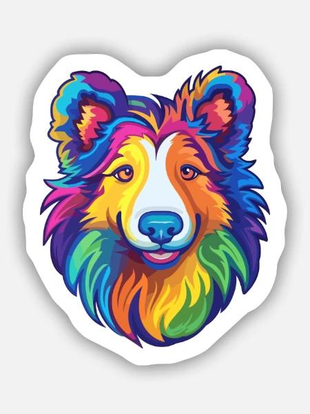 Sheltie Hunderasse Karikatur Kawaii Illustration - Sticker Größe S (10 x 10 cm) - Mattweiß