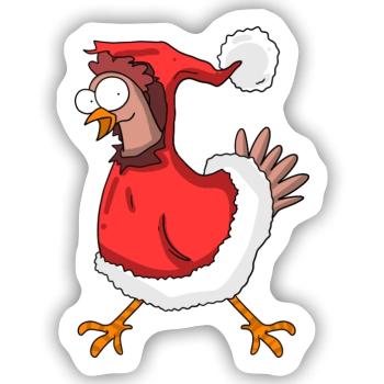 Christmas chicken - Sticker size S (10 x 10 cm) - white matte - Front