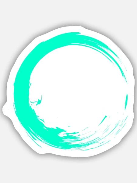 Kreis Bürste Design Türkis - Sticker Größe S (10 x 10 cm) - Mattweiß
