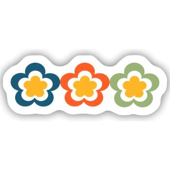 70er Jahre Blume Muster - Sticker Größe S (10 x 10 cm) - Mattweiß - Vorne