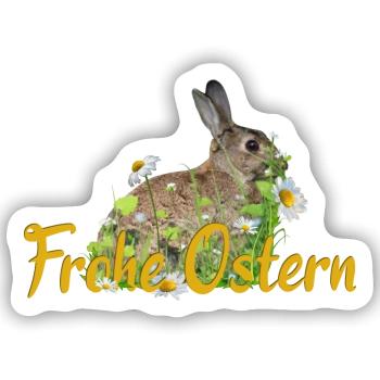 Frohe Ostern Osterhase - Sticker Größe S (10 x 10 cm) - Mattweiß - Vorne