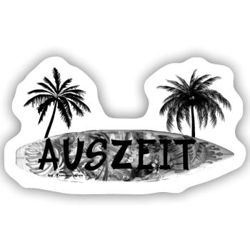 Auszeit Surfbrett - Sticker Größe S (10 x 10 cm) - Mattweiß - Vorne