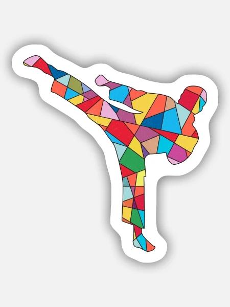 Taekwondo Kampfsport Kickboxer Kinder Karate - Sticker Größe S (10 x 10 cm) - Mattweiß