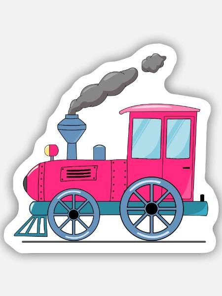Kinderzug Eisenbahn pink - Sticker Größe S (10 x 10 cm) - Mattweiß