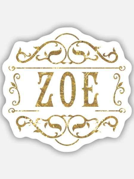 Zoe gold - Sticker Größe S (10 x 10 cm) - Mattweiß