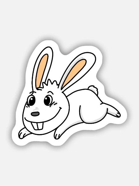 Lapin lapin lapin de pâques - Sticker taille S (10 x 10 cm) - blanc mat