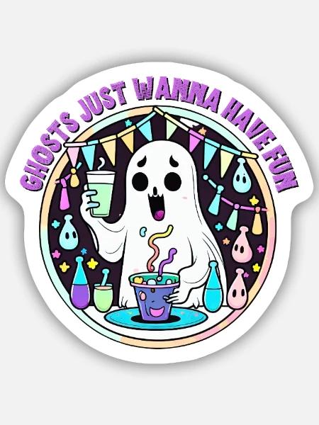 Geister wollen einfach nur Spaß haben - Sticker Größe S (10 x 10 cm) - Mattweiß