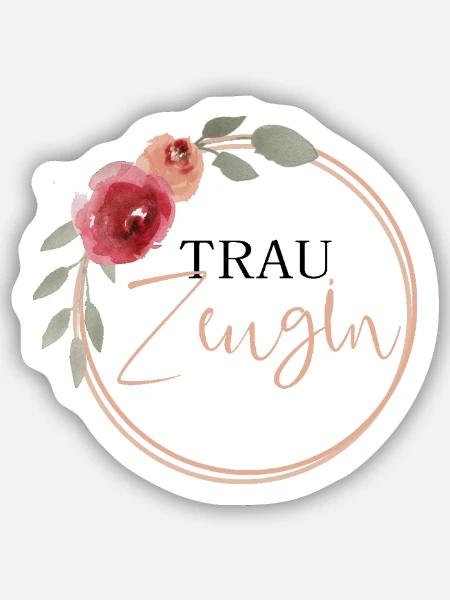 Trauzeugin - Vintage Blumen - Sticker Größe S (10 x 10 cm) - Mattweiß