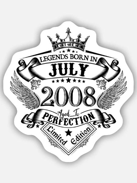 Juli 2008 Geburtstag Juli 2008 Juli - Sticker Größe S (10 x 10 cm) - Mattweiß