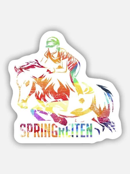 Waghalsiger Springreiter Turniertag - Sticker Größe S (10 x 10 cm) - Mattweiß