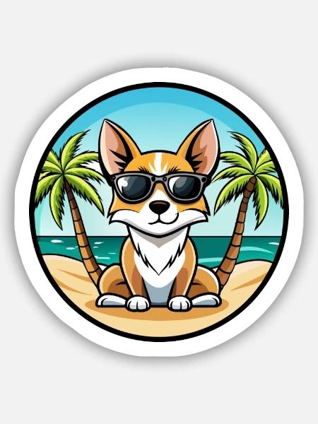 Miniatur Foxterrier Hunderasse Cartoon Sonnenbrille - Sticker Größe S (10 x 10 cm) - Mattweiß