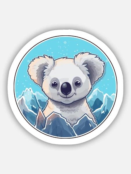 Koala Aquarell Karikatur Kawaii Haustier Tier Farbefu - Sticker Größe S (10 x 10 cm) - Mattweiß