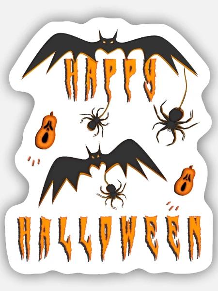 Halloween Happy Halloween - Sticker Größe S (10 x 10 cm) - Mattweiß
