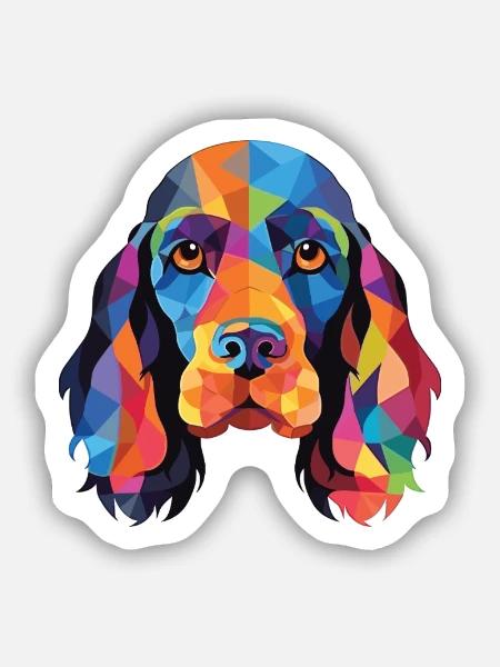 American Cocker Spaniel Hund Buntes Aquarell - Sticker Größe S (10 x 10 cm) - Mattweiß