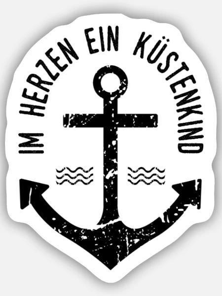 Im Herzen ein Küstenkind - Sticker Größe S (10 x 10 cm) - Mattweiß