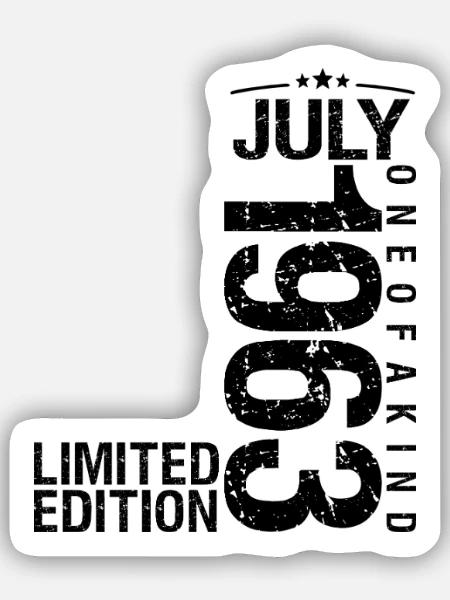 Geburtstag Juli 1963 Juli geboren im Juli 19 - Sticker Größe S (10 x 10 cm) - Mattweiß