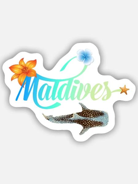 Malediven Tropischer Meeresglanz Walhai Souvenir - Sticker Größe S (10 x 10 cm) - Mattweiß