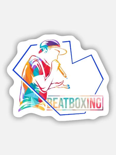 Kraftvoller Beatbox Mundpercussion - Sticker Größe S (10 x 10 cm) - Mattweiß